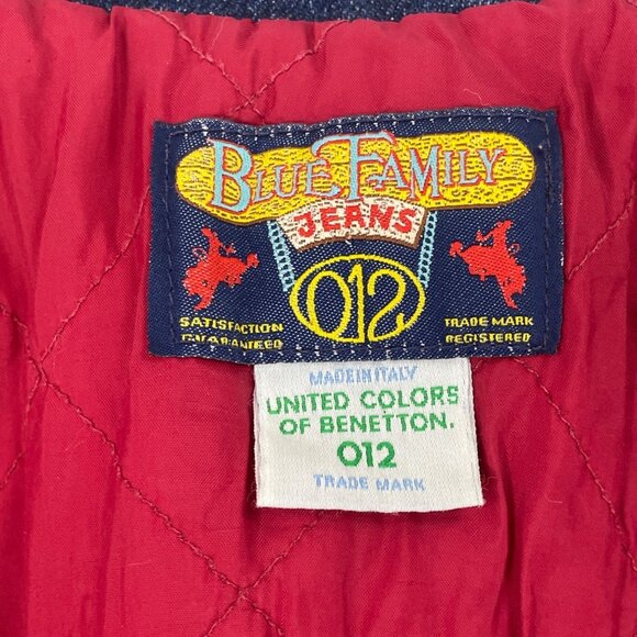 Vtg United Colors of Benetton Blue Family Jeans Denim Jacket Youth Sz M - New - Picture 7 of 8